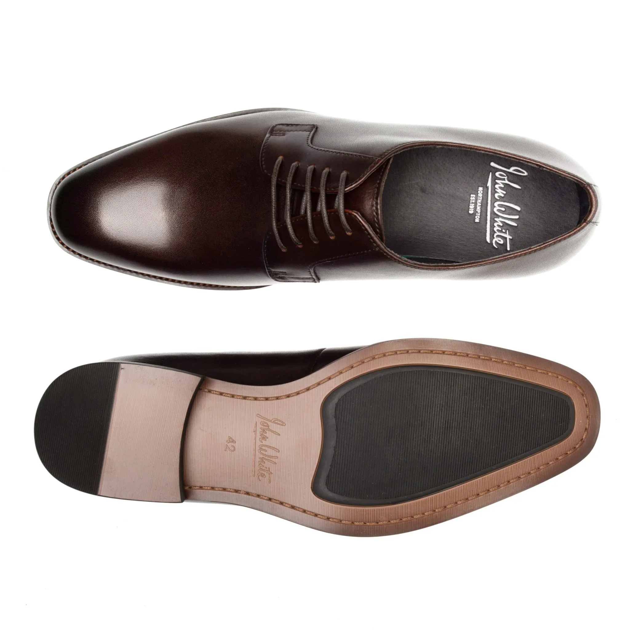 John White Mumford Brown Derby Shoes - Image 4