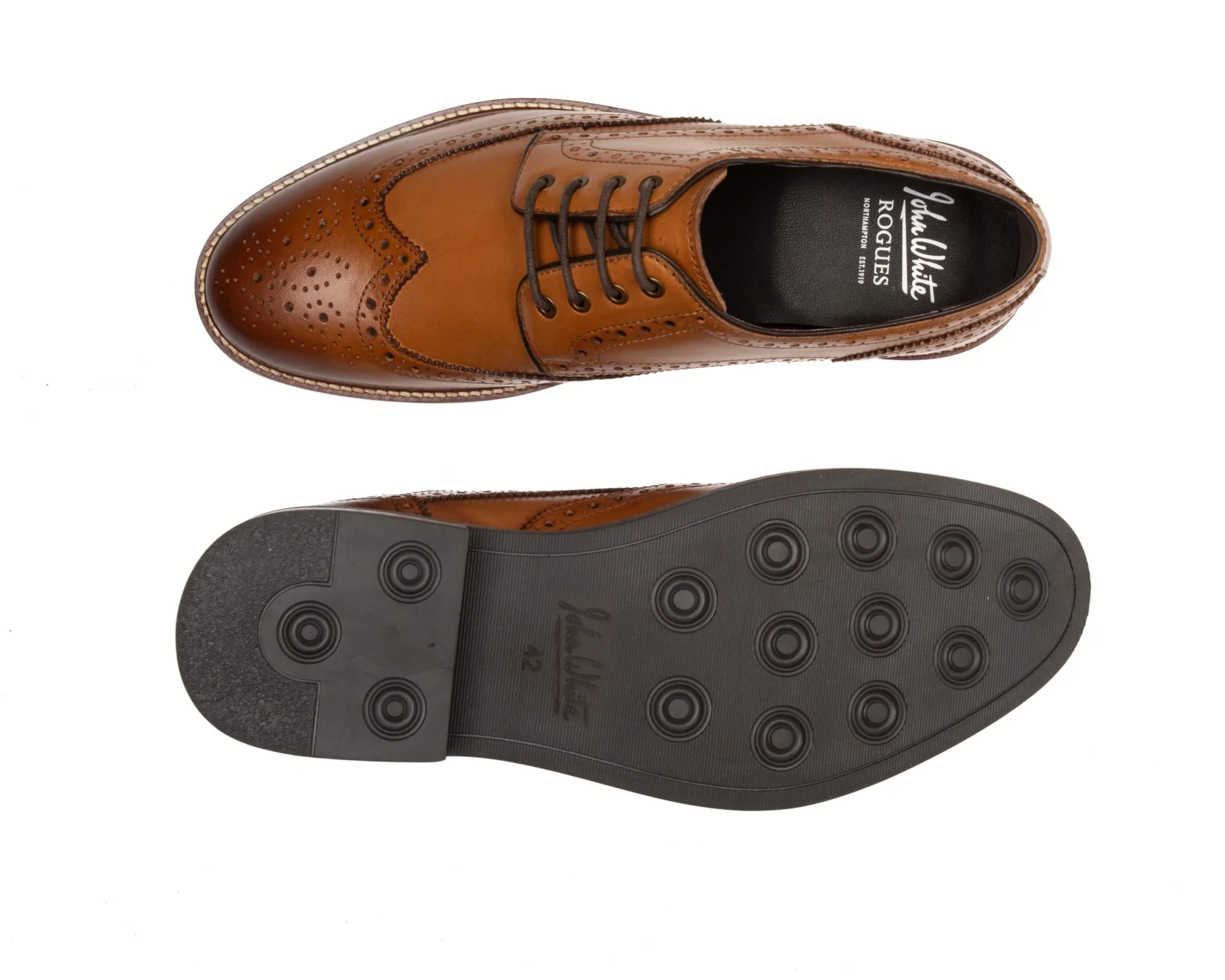 John White Stokes Tan Brogue Shoes - Image 4